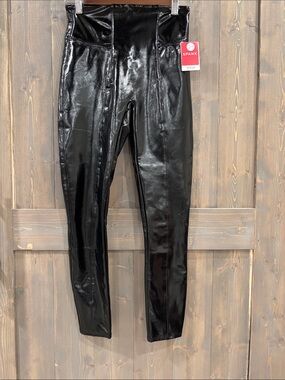 SPANX Black High-Waist Faux-Leather Leggings